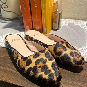 JCrew leopard pony hair slides! Tres chic!